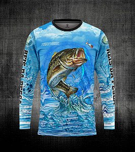 Camiseta manga longa com estampa de pesca