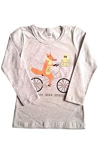 Camiseta Manga Longa Mescla Raposa Bicicleta 