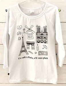 Camiseta Manga Longa Raglan Paris Unissex
