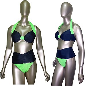 Biquíni Conjunto Efeito Lipo Modelo Gringa Verde Neon