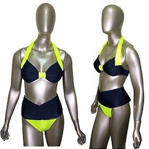 Biquíni Conjunto Efeito Lipo Modelo Gringa Amarelo Neon