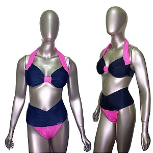 Biquíni Conjunto Efeito Lipo Modelo Gringa Rosa Pink