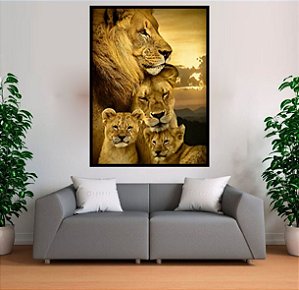 Quadro familia de leões