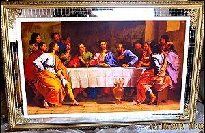 QUADRO SANTA CEIA COM PASTILHAS DE ESPELHO
