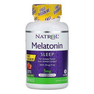 Melatonina NATROL 5 mg, 150 comprimidos, Dissolução Rápida, Sabor Morango.