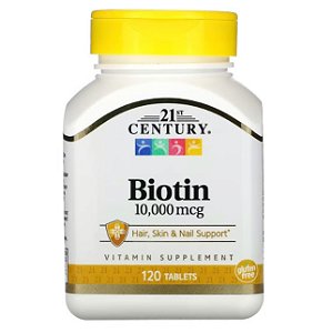 Biotina, 21st Century, 10.000 mcg, 120 Comprimidos