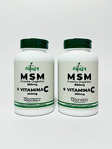 KIT (FRETE GRÁTIS) 2 MSM + Vitamina C, Natusa, 900mg MSM, 300mg Vitamina C, 120 Comprimidos