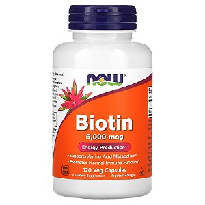 Biotina, Now Foods, 5,000mcg, 120 Cápsulas Vegetarianas