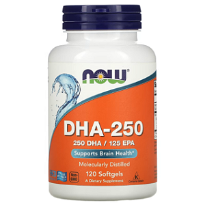 DHA - 250mg, NOW FOODS, 120 Cápsulas em gel