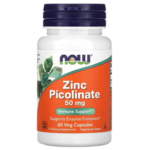 Picolinato de Zinco, 50 mg, NOW FOODS, 60 Cápsulas Vegetais (50 mg por Cápsula)