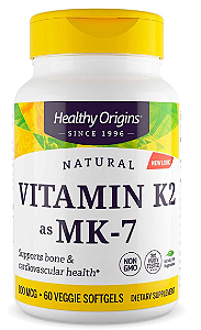 Vitamina K2 (MK7) 100mcg - Healthy Origins - 60 Cápsulas Veganas