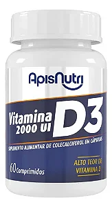Vitamina D3 2,000UI 60 Comprimidos de 500mg- Apisnutri