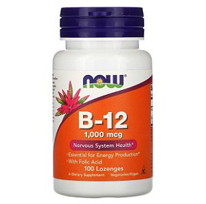 Vitamina B-12 Cianocobalamina & Metilfolato NOW FOODS 1000mcg 100 Comprimidos