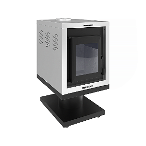 Calefator a Lenha / Thessa 26 / Preto com Inox / 35 m²