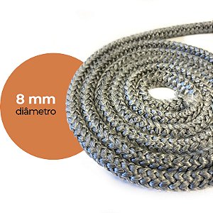 Corda / Gaxeta Fibra-Cerâmica / Isolamento Térmico / Alta Flexibilidade / 1 m X Ø8 mm