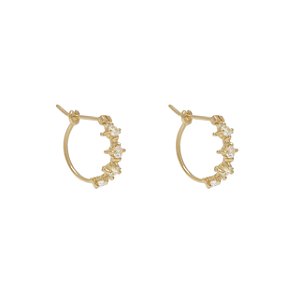 Brinco Argola Delicada em Ouro Amarelo 18K Primavera Topázio