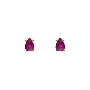 Brinco Gota Teresa em Ouro 18K e Rubi