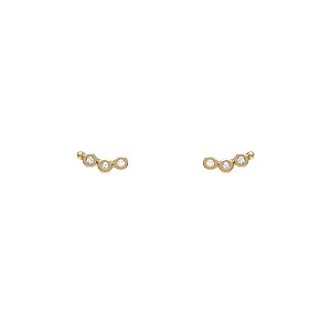 Brinco Stud Pilar em Ouro 18K e Brilhantes