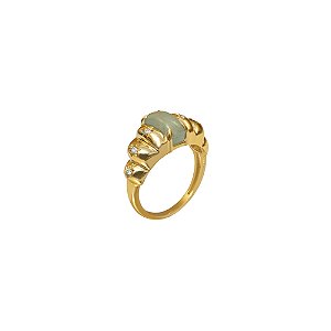 Anel Babel em Ouro 18K com Água-Marinha e Diamantes