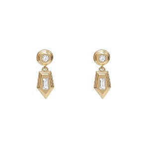 Brinco Ella em Ouro 18K e Safiras Brancas
