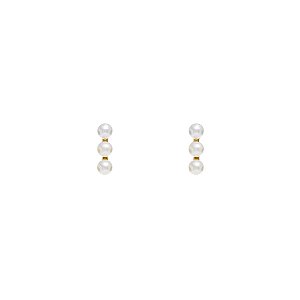 Brinco Pequeno Perle em Ouro 18K e Pérolas Brancas