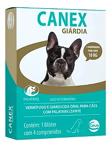 Canex Giárdia 10kg Caixa com 4 Comprimidos Vermífugo e Giardicida para Cães