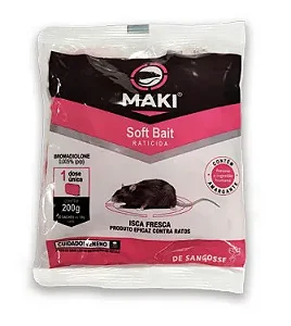 Raticida Maki Soft 200g Isca Macia Contra Ratos e Camundongos