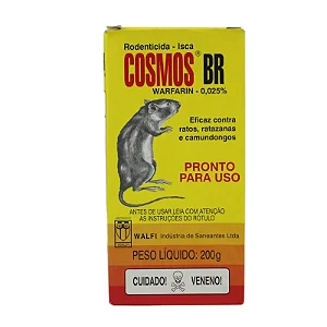 Raticida Cosmos BR 200g Controle Eficiente de Ratos e Camundongos