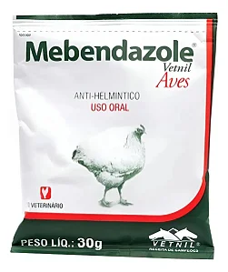 Mebendazole Aves e Suínos 30g Vetnil Vermífugo Oral