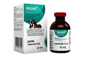Imizol MSD Injetável 15ml Tratamento Tristeza Parasitária Bovina