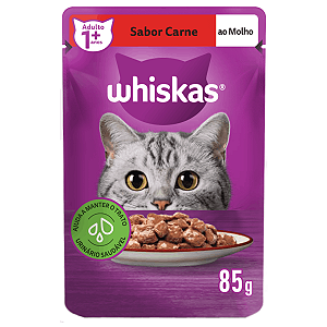 Whiskas Sachê Carne ao Molho 85g para Gatos Adultos