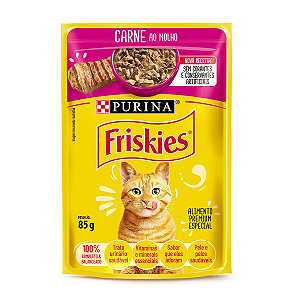Ração Úmida Friskies Carne ao Molho 85g Gatos Adultos