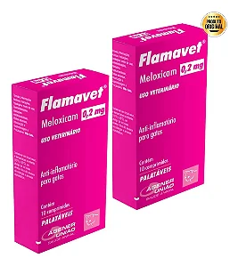 Kit 2 Flamavet Gatos Meloxicam 0,2mg 10 Comprimidos