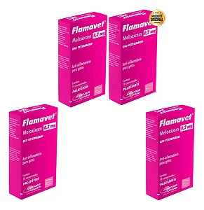 Kit 4 Flamavet Gatos 0,2mg 10 Comprimidos Anti-inflamatório