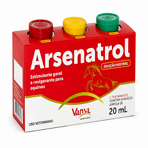 Arsenatrol 20ml 3 Frascos Tônico Injetável para Equinos e Muares