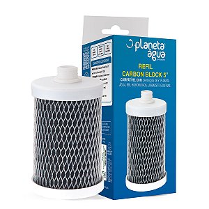 Refil Carbon Tech 5" Rosca Compatível com Aparelhos: Carcaças FIT 5" Planeta Água, BBI, Hidrofiltros, Lorenzetti, Igatu e outras.