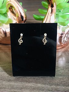 Brinco Clave de Sol folheado a ouro 18k