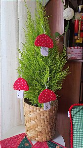 Cogumelos de Tecido para Decoração de Natal