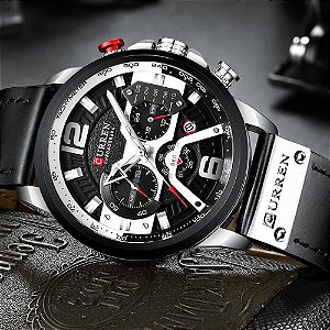 Relógio masculino esportivo curren 8239 Anadigi pulseira de couro