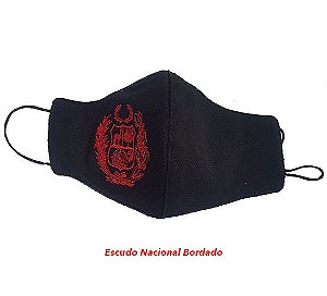 Máscara Preta Escudo em Vermelho Bordado Artesanato de Cusco