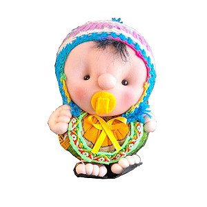 Boneco bebe Peruano de Pano Amarelo "Ternura e Tradição Andina" 18 x 11,5 x 12