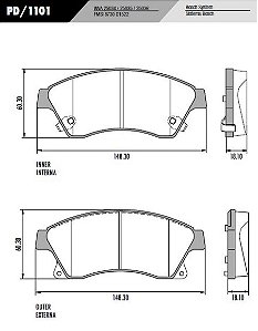 PASTILHA DE FREIO CRUZE, TRACKER FRAS-LE PD/1101 - PAR
