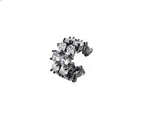 PIERCING LARGO COM DUAS FILEIRAS DE ZIRCÔNIAS CRISTAIS BANHADO A RÓDIO NEGRO