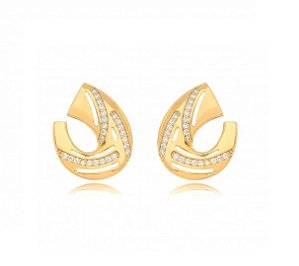 BRINCO ELO ABERTO COM FILEIRAS DE ZIRCÔNIA BANHADO A OURO