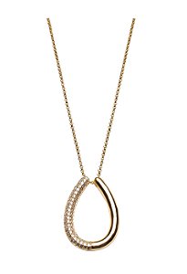 COLAR GOTA VAZADA COM CRAVAÇÃO LATERAL CRISTAL BANHADO A OURO