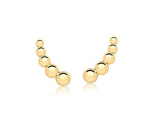 BRINCO EAR CUFF MEIAS BOLAS LISAS BANHADO A OURO