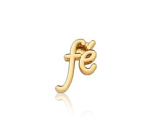 PINGENTE DE PULSEIRA ESTEIRA "FÉ" LISO EM AÇO DOURADO