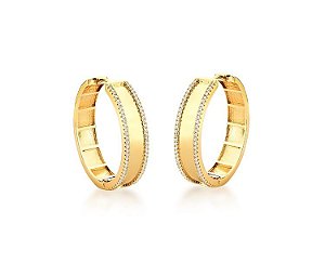 ARGOLA LISA COM CRAVAÇÃO LATERAL BANHADO A OURO