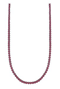 COLAR RIVIERA LONGO COM PEDRAS RUBIS BANHADO A RÓDIO NEGRO