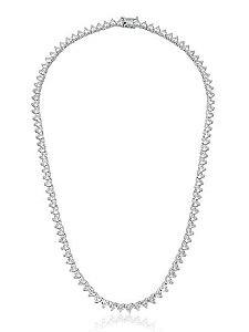 COLAR RIVIERA LUXO CORAÇÕES BANHADA A RÓDIO BRANCO